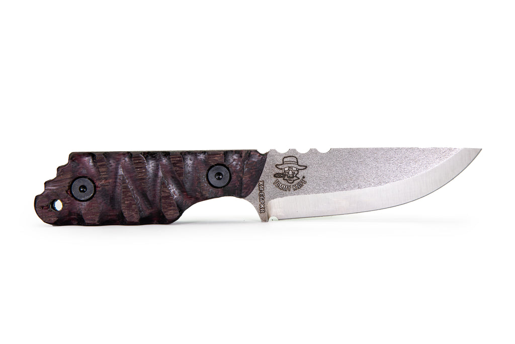 Tommy Knife® Echo with Purpleheart Wood Caveman Grip - Right Grind