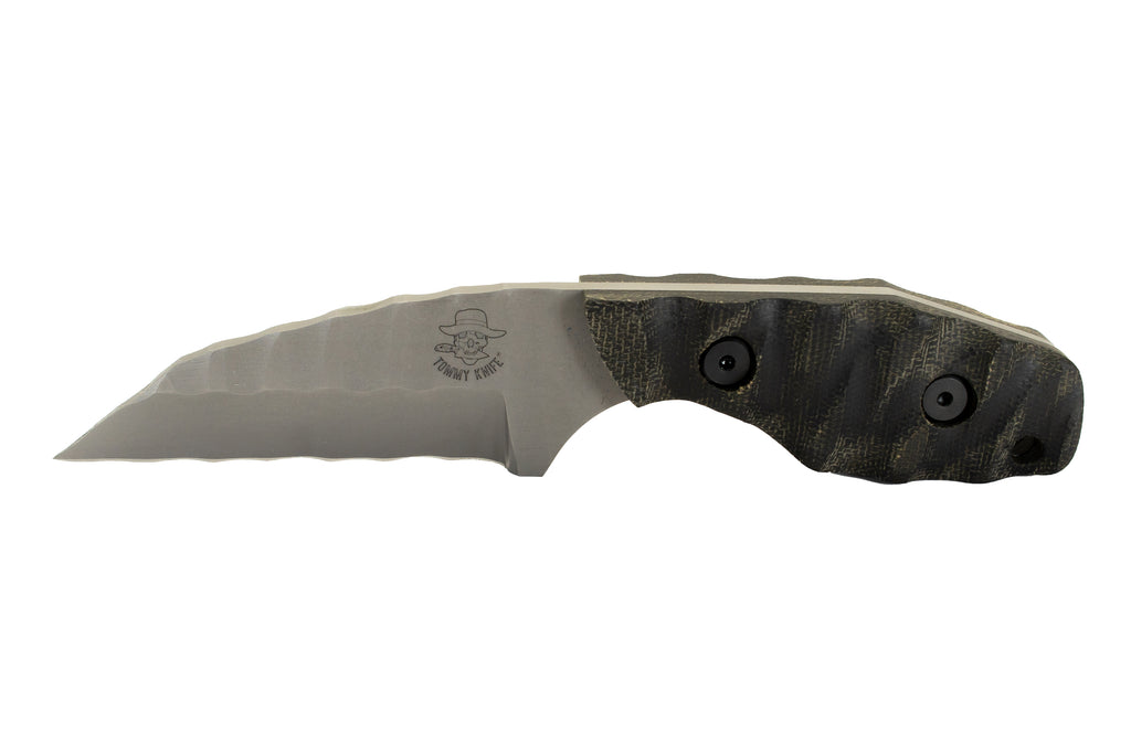 Tommy Knife® Hotel - Sculpted Blade with Micarta Caveman Grip - Left Grind