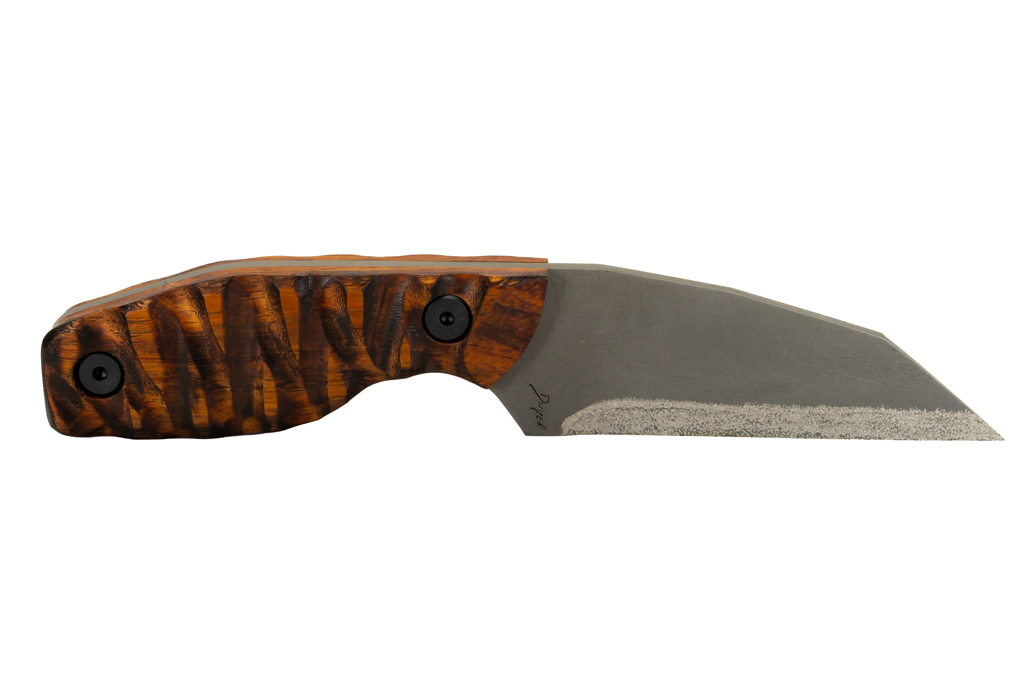 Tommy Knife® Hotel - Titanium with Wood Caveman Grip - Left Grind